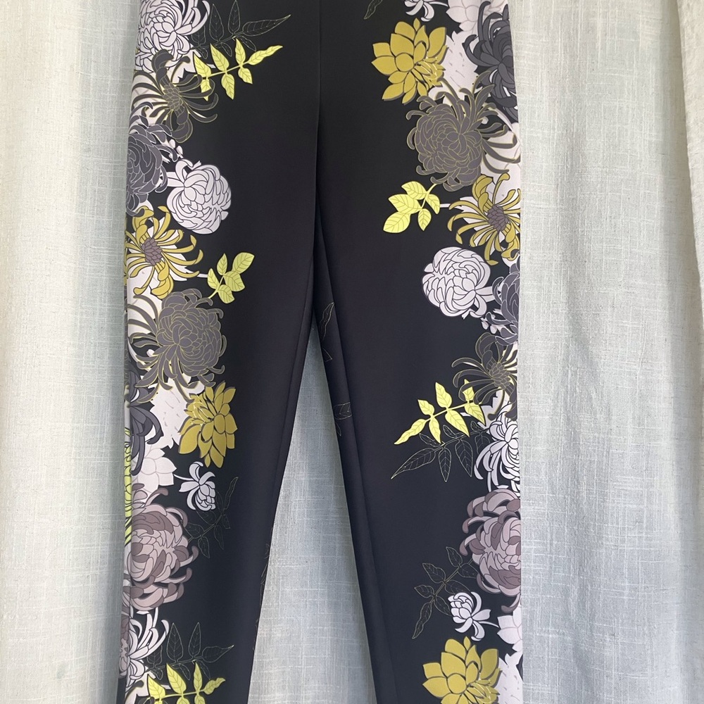 Joseph Ribkoff Black and Yellow with gray Floral pants chic - Picture 3 of 8